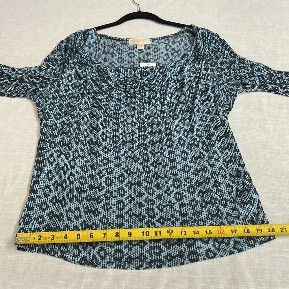 🌞 Michael Kors NWT Elegant Blue & Black Cowl Drape Neck blouse women size XL